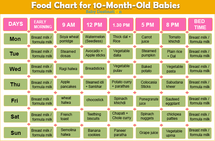 8 Month Baby Food Chart My Little Moppet