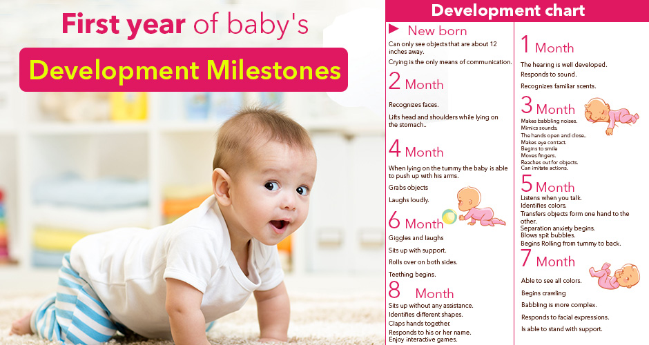 First year of baby's development milestones (Month by Month)