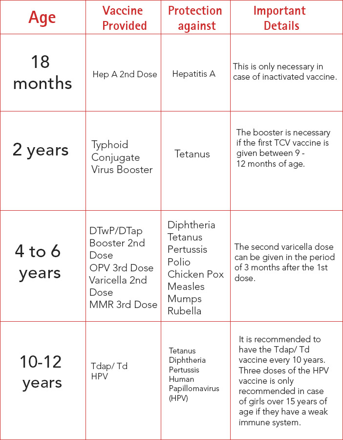 Vaccination Schedule Chart